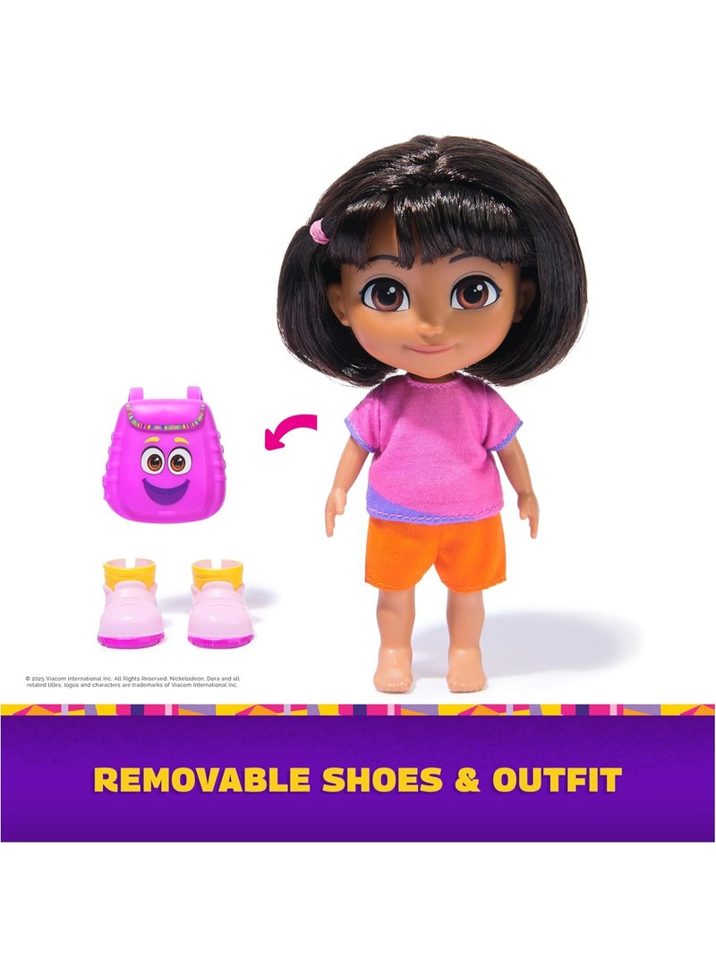 DORA مجموعة الأصدقاء المقربين دورا وبوتس - دمية 6" مع فساتين، حقيبة ظهر وأحذية لشخصيات للأطفال من عمر 3 سنوات فما فوق - Image 4